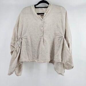 P. CILL Linen Shirt Top‎ Women Size Medium Granola Lagenlook Oversized Coastal